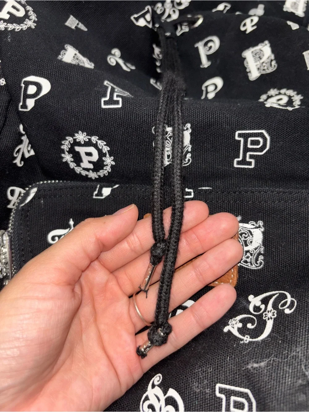 PINK Victoria's Secret Black Canvas Backpack with Pink Logo Print